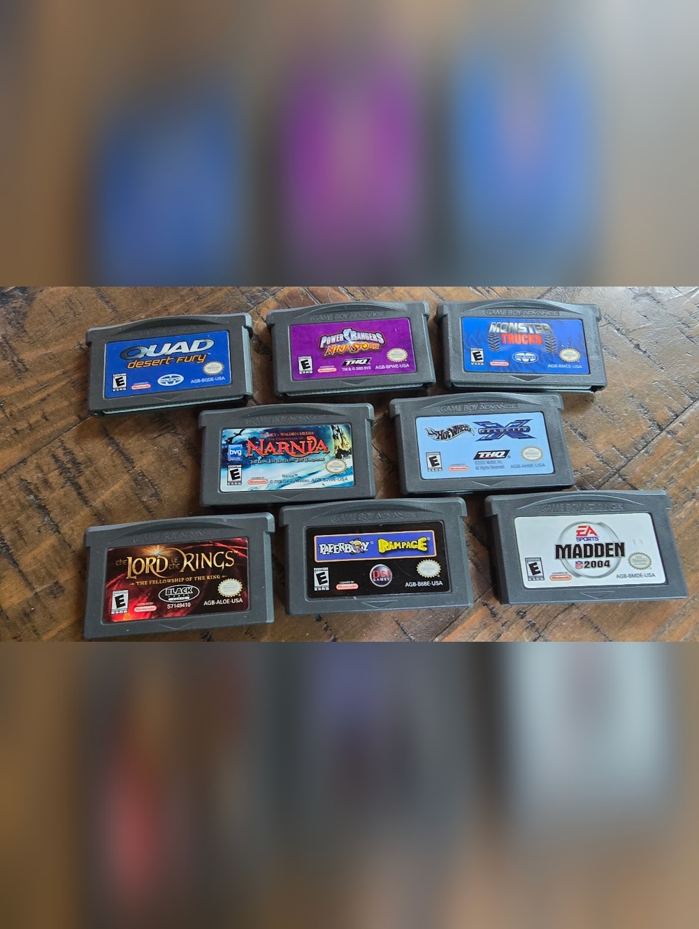 Lot 8 GBA Games LOTR Madden Paperboy Quad Racing Power Rangers Game Boy Advance
